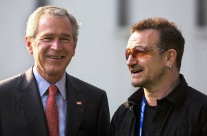 Bonio and drummer Adam Clayton