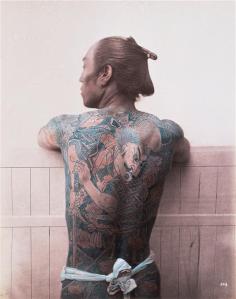 Felix Beatto. 1860s. Japanese Tattoo (Hand Coloured Print) 